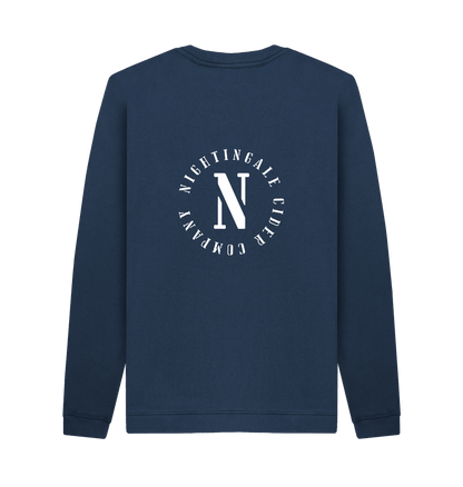 Navy Blue Printed Sweater Back