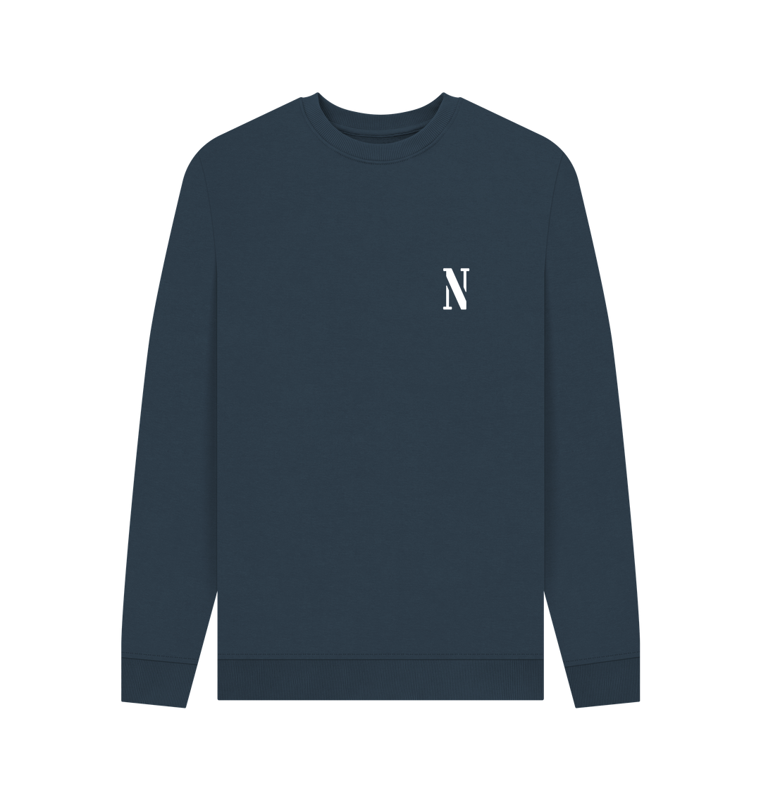 Navy Blue Printed Sweater Front