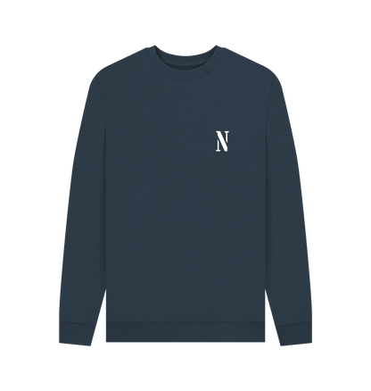 Navy Blue Printed Sweater Front
